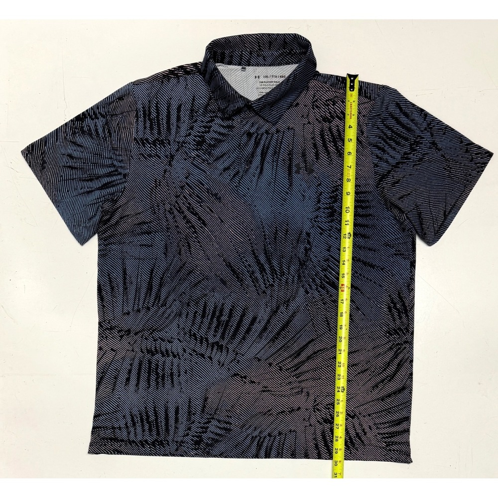 Under Armour XXL Playoff 3.0 Polo‎ Shirt Mens Black Blue Leaf Golf
